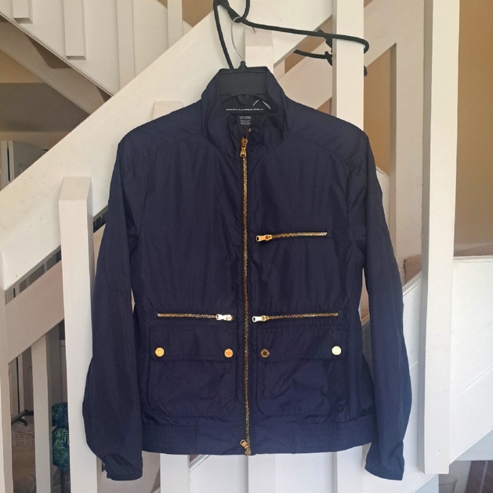 Ralph Lauren Golf Navy  Short Cargo Windbreaker  W/ Goldtone Hardware SzS EUC